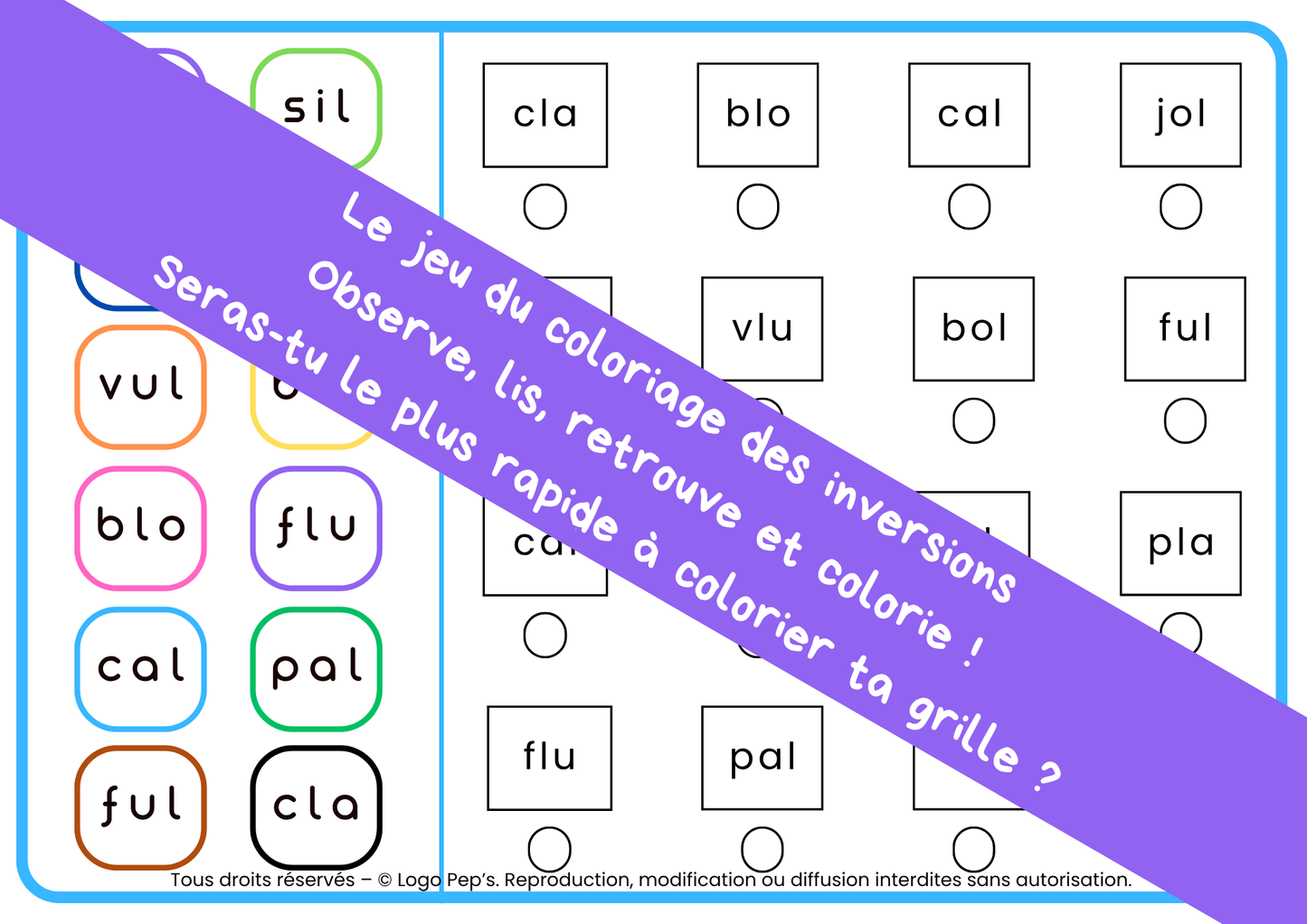 Le jeu du coloriage des inversions