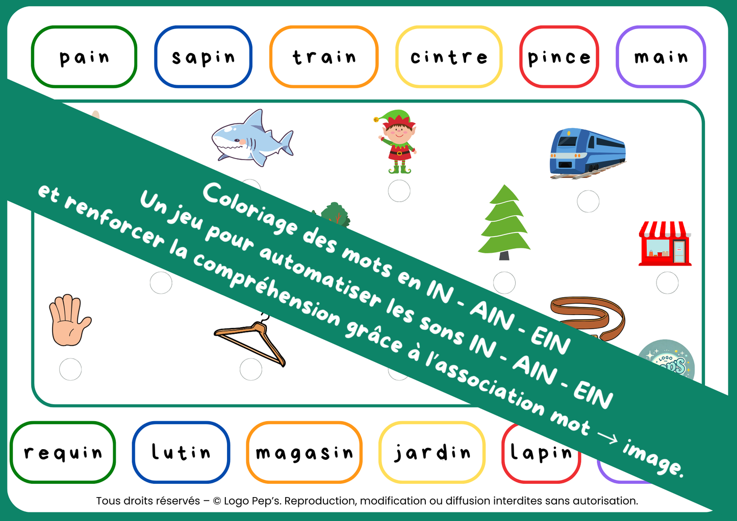 Coloriage des mots – Sons IN, AIN & EIN