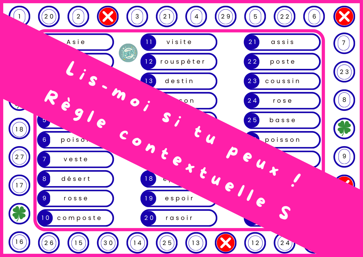 Lis-moi si tu peux ! Jeu de lecture – règle contextuelle S