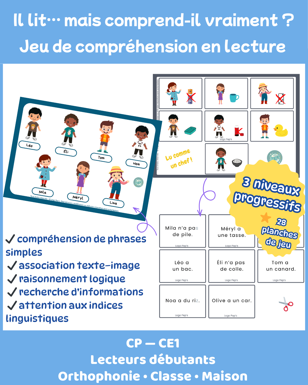 Lu comme un chef ! — Jeu de compréhension pour lecteurs débutants