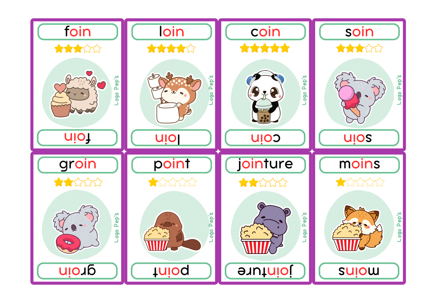 Bataille d'étoiles – Sons OI / OIN (50 cartes)