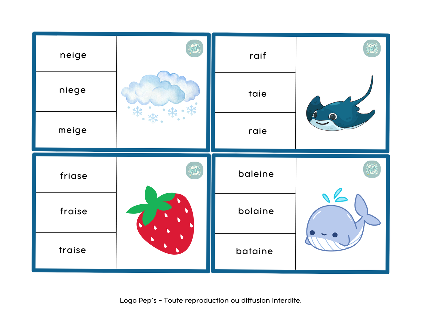 Jeu des baleines - sons ei/ai
