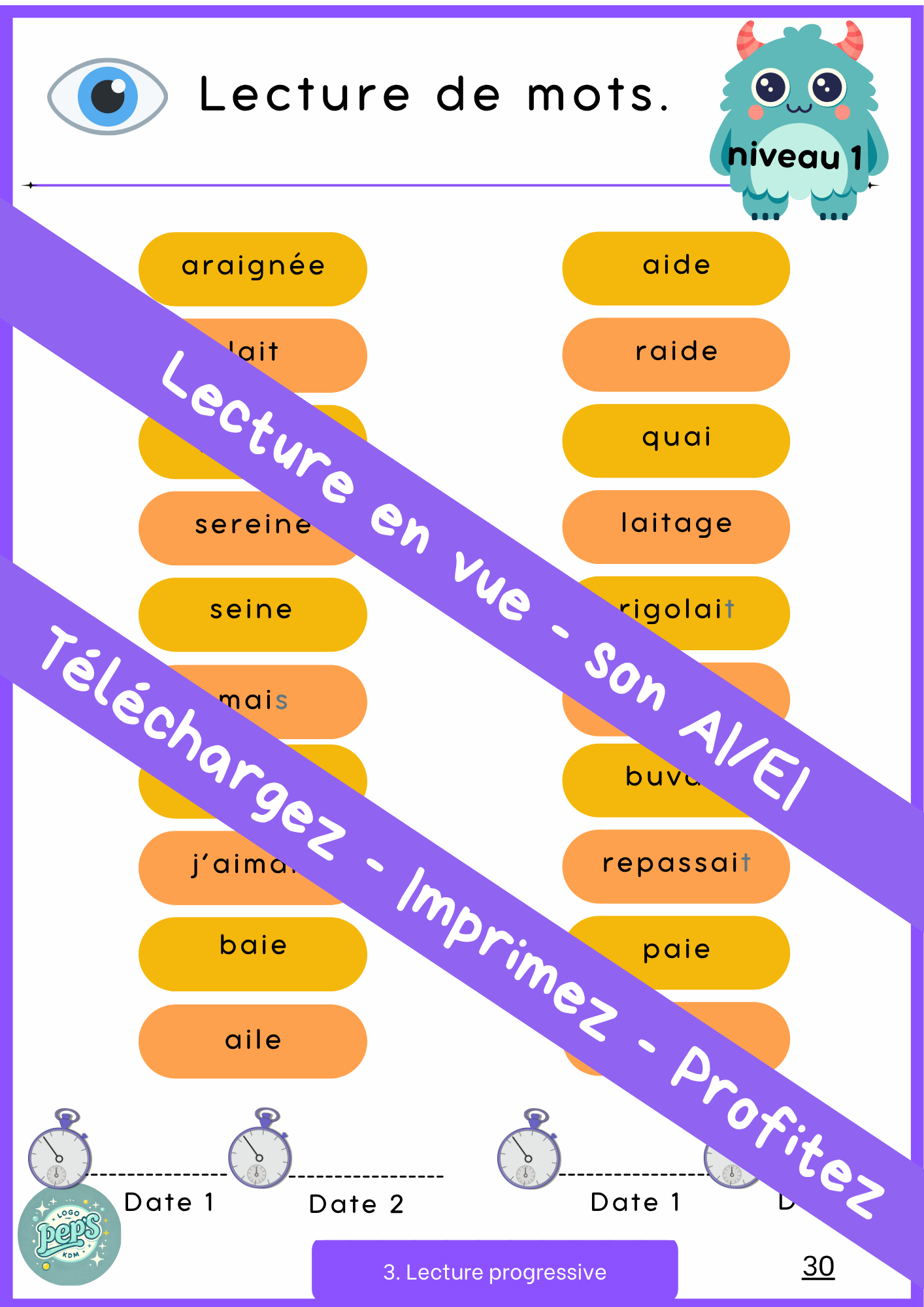 Lecture en vue - fichier lecture - sons "ei/ai"