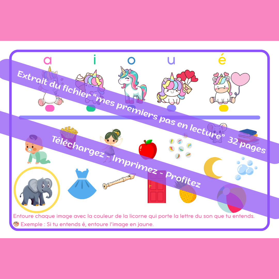 Mes premiers pas en lecture - thème licorne