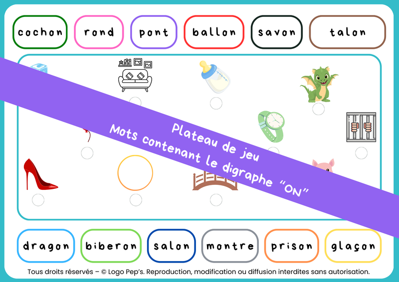 Le coloriage des mots contenant  ON