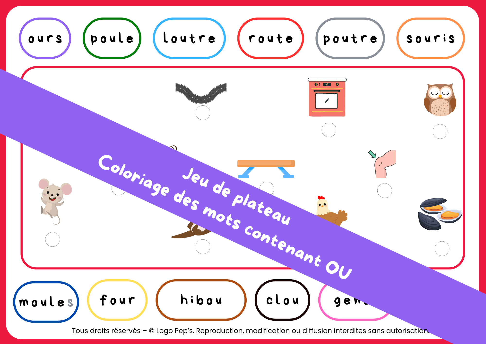 Le coloriage des mots contenant OU