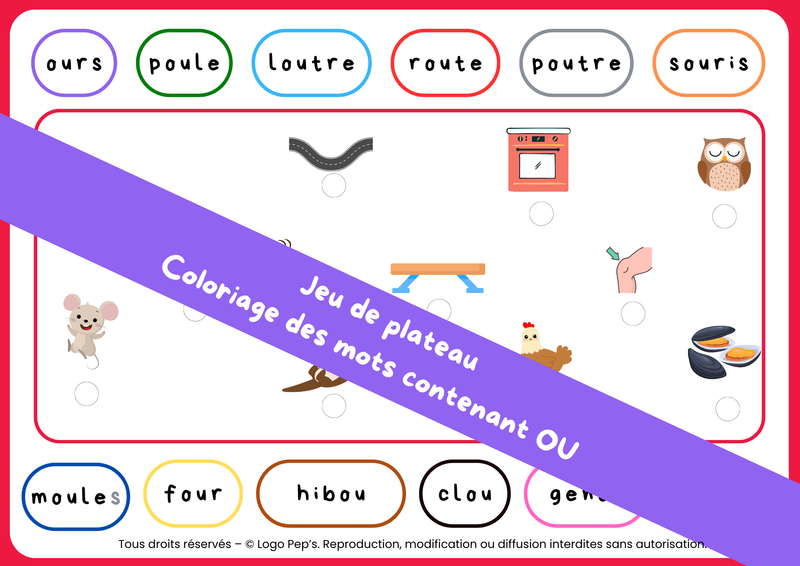 Le coloriage des mots contenant OU