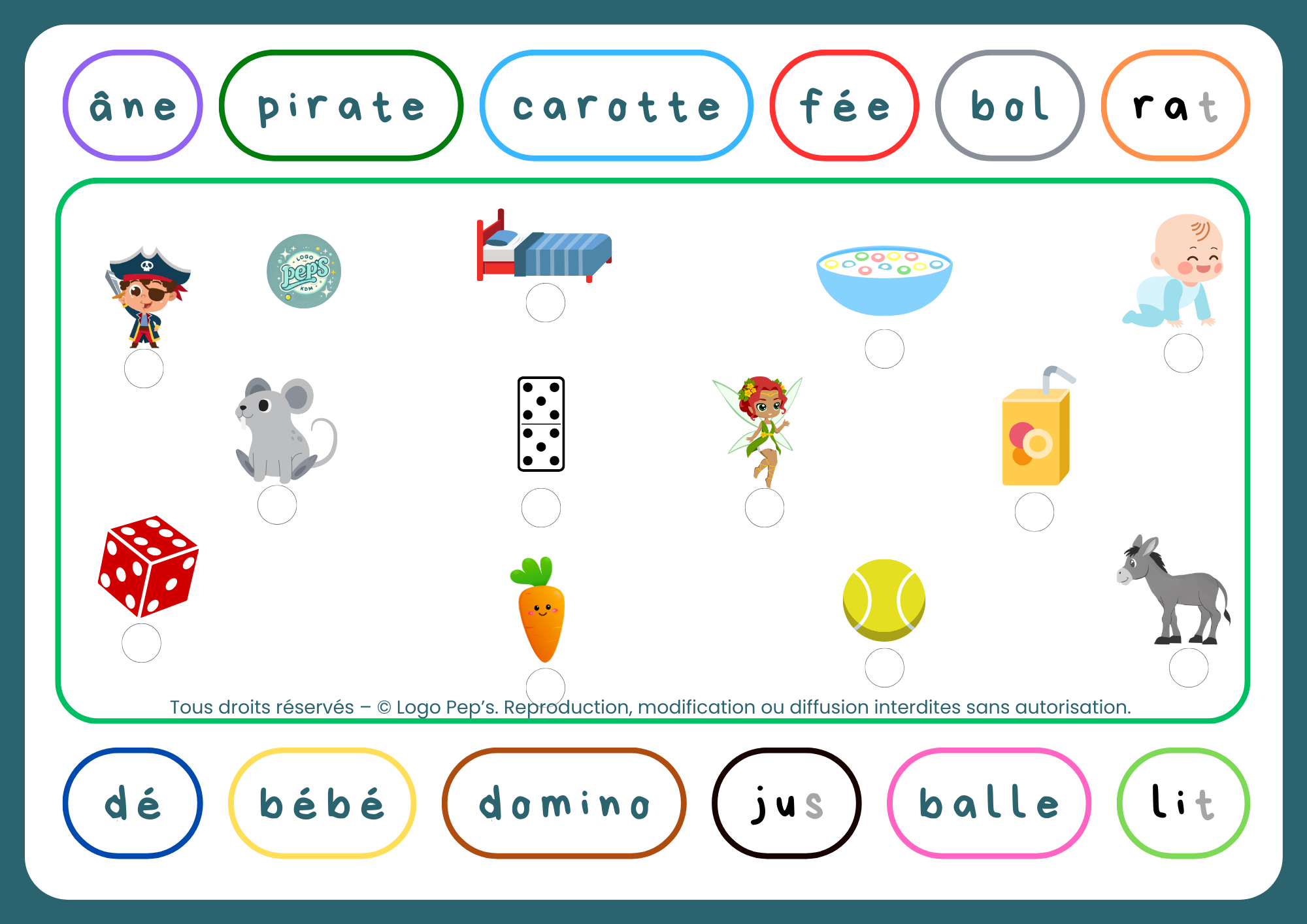 Le jeu du coloriage des mots simples