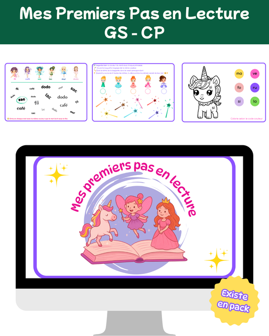Mes premiers pas en lecture - thème licorne