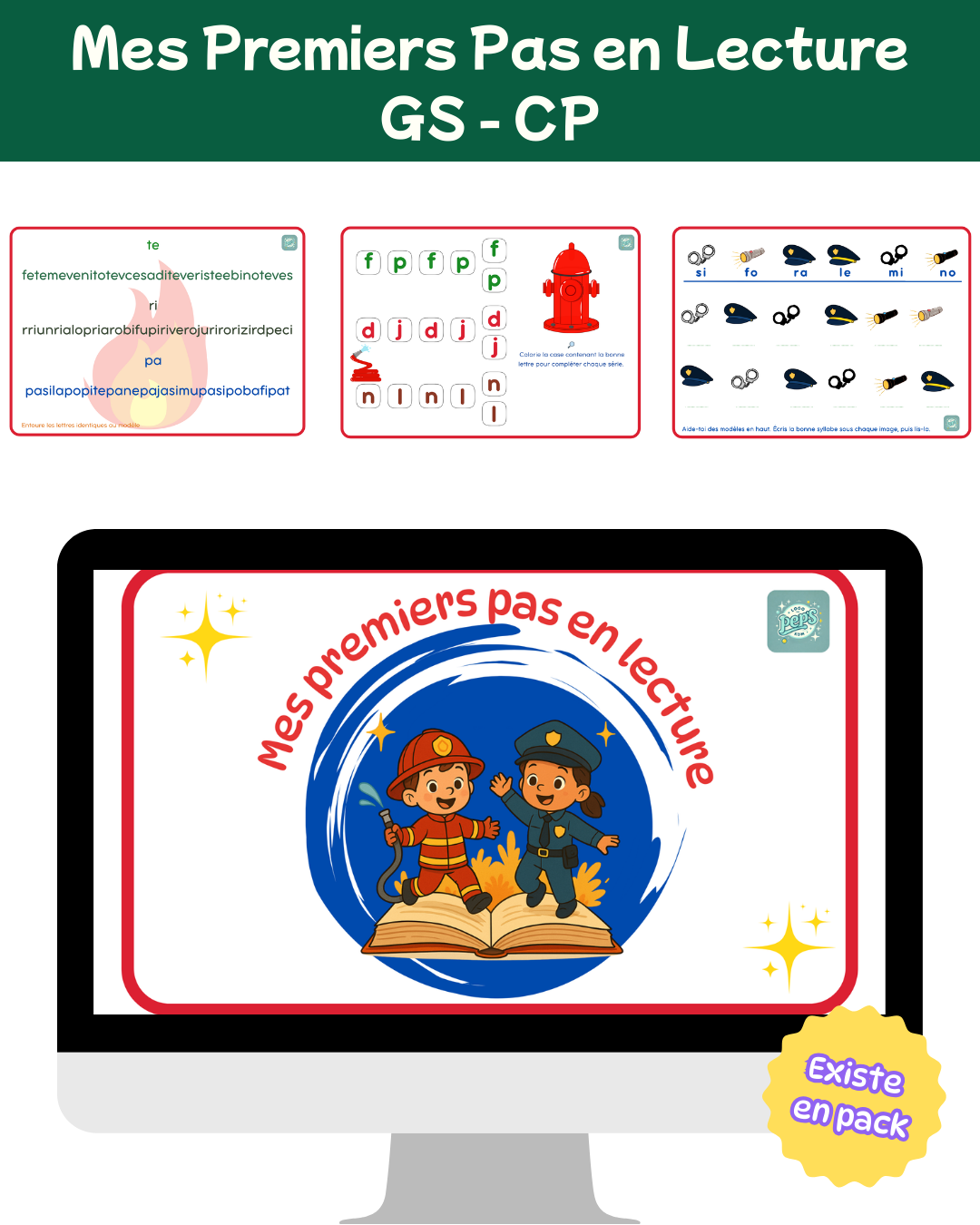 Mes premiers pas en lecture - thème pompiers / policiers