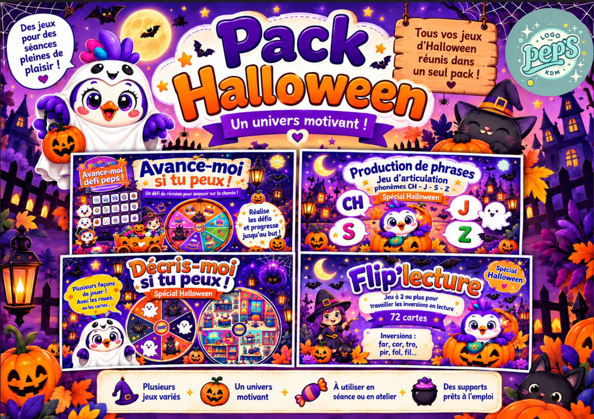 Pack Halloween -  4 jeux pour des séances monstrueusement motivantes !