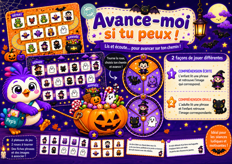 Avance-moi si tu peux - Jeu de compréhension écrite sur le thème d'Halloween