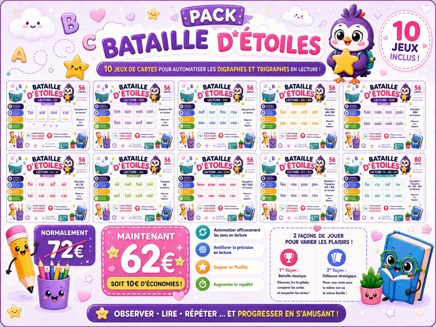 Pack Bataille d’étoiles : Digraphes et Trigraphes