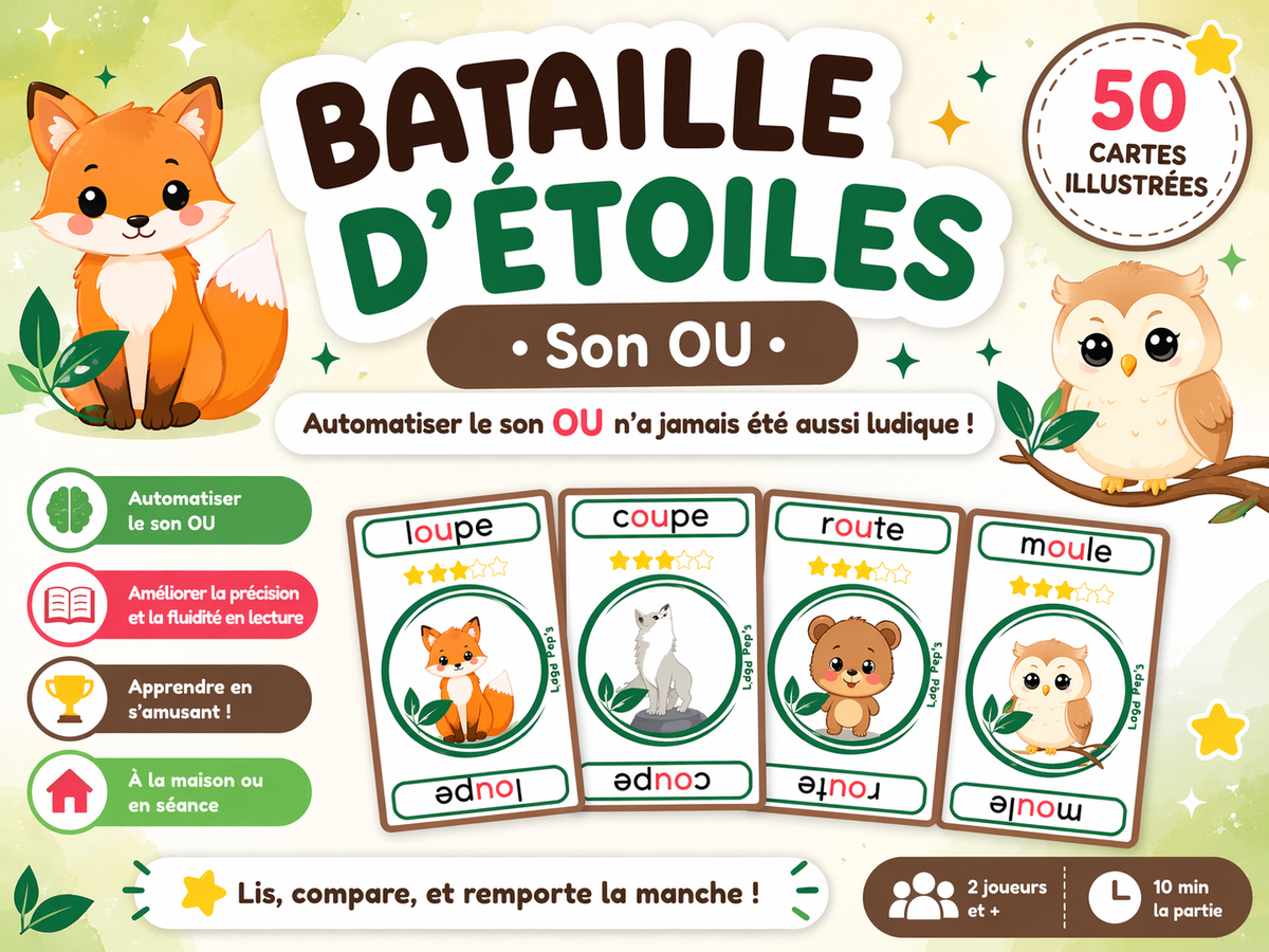 Bataille d'étoiles - Son "ou" - 50 cartes