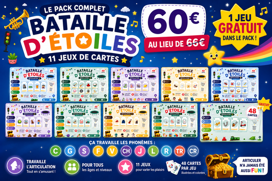 Pack Bataille d’Étoiles – 11 jeux de cartes pour articuler en s’amusant !