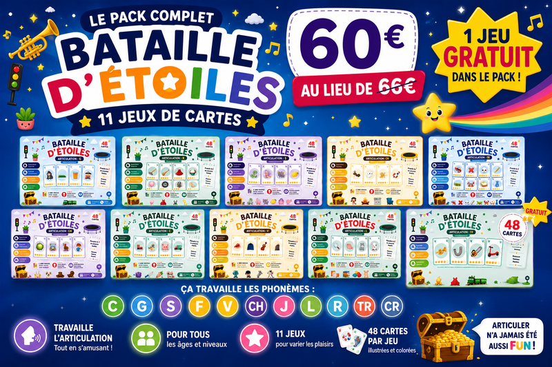 Pack Bataille d’Étoiles – 11 jeux de cartes pour articuler en s’amusant !