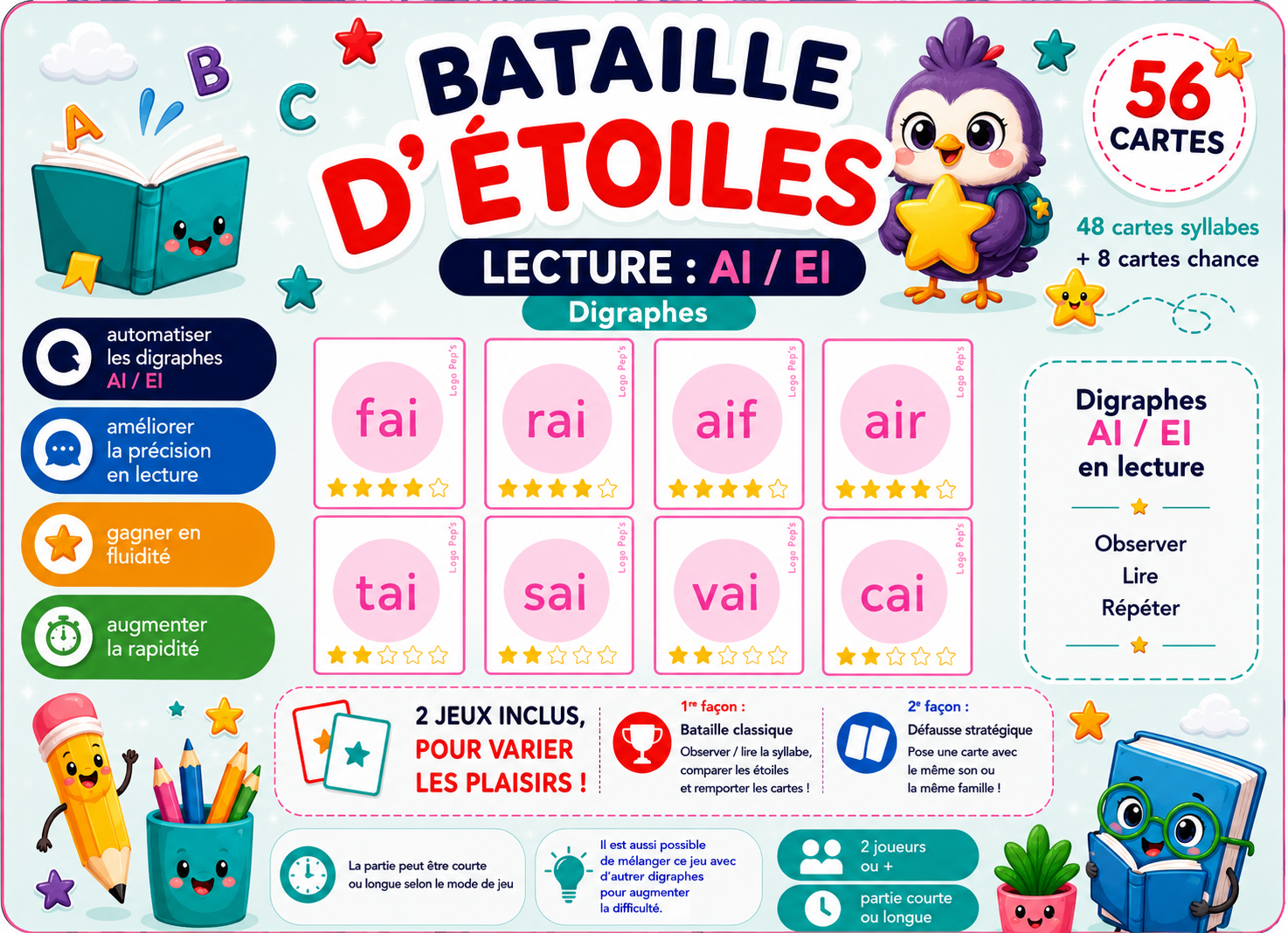 Pack Bataille d’étoiles : Digraphes et Trigraphes