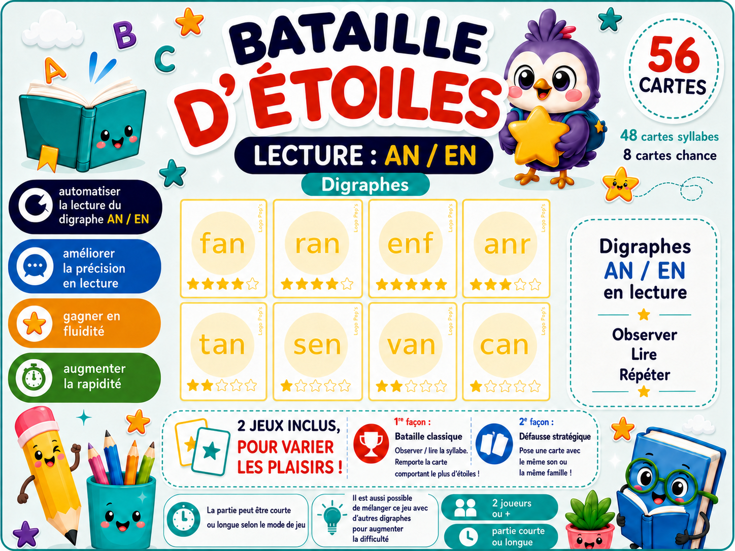 Pack Bataille d’étoiles : Digraphes et Trigraphes