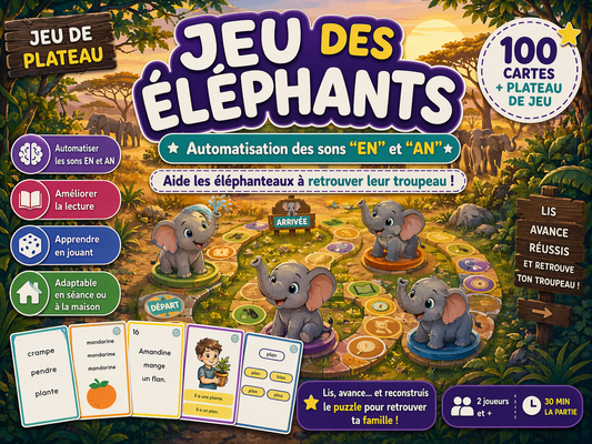 Sauve les éléphanteaux ! Jeu pour maîtriser le digraphe en/an