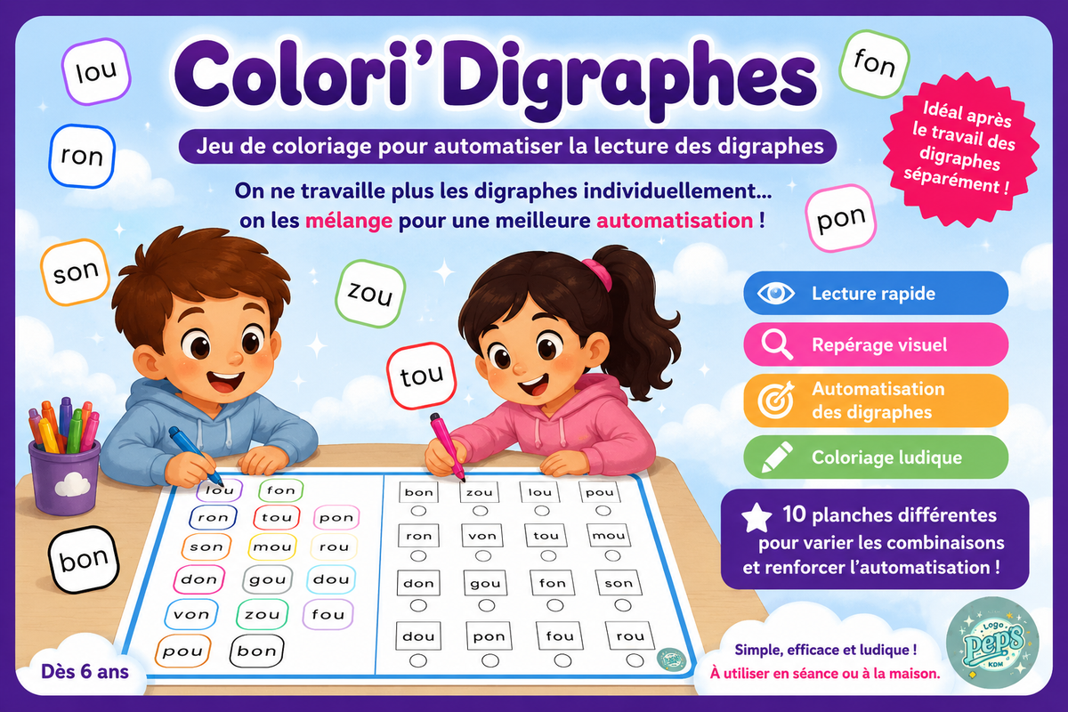 Colori'digraphes – Jeu de lecture (10 planches)
