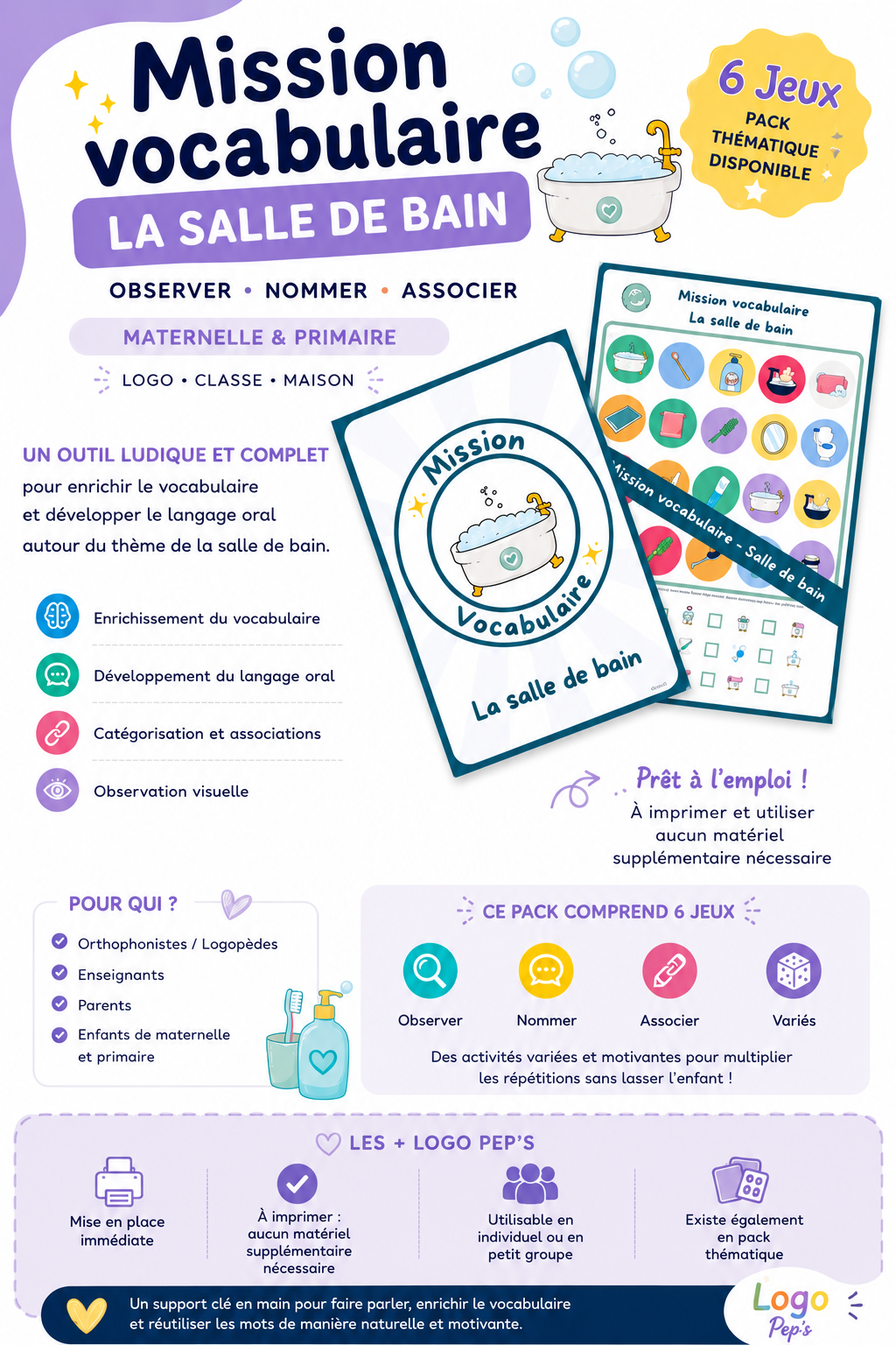 Mission Vocabulaire – Cuisine (6 jeux • Maternelle – CP–CE1)