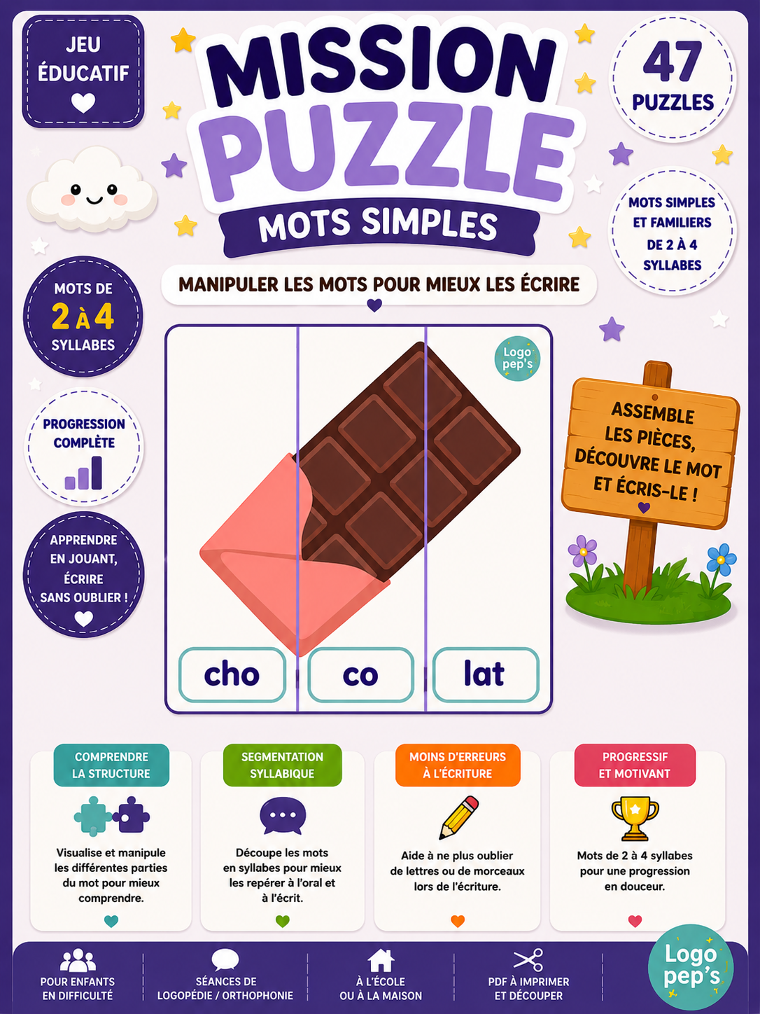 Mission Puzzle – Mots simples – Manipuler les mots pour mieux les écrire