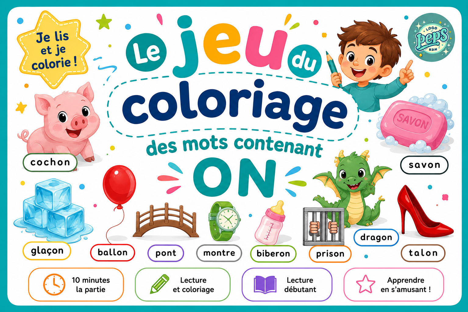 Le coloriage des mots contenant  ON