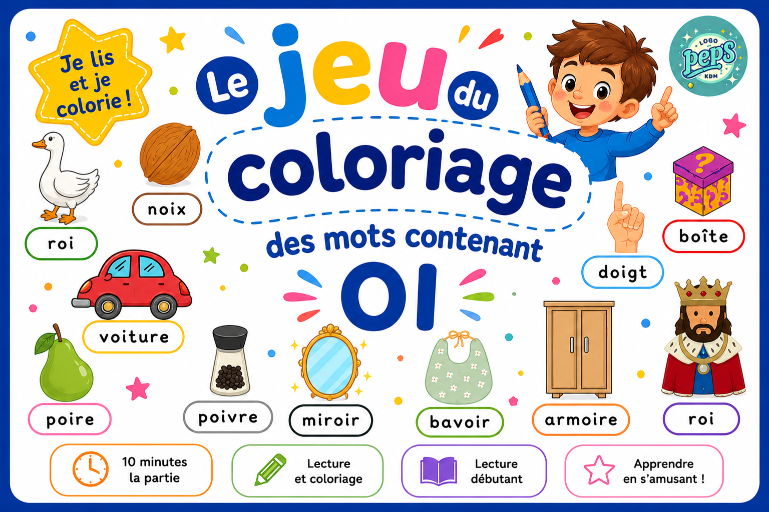 Coloriage des mots – Son OI