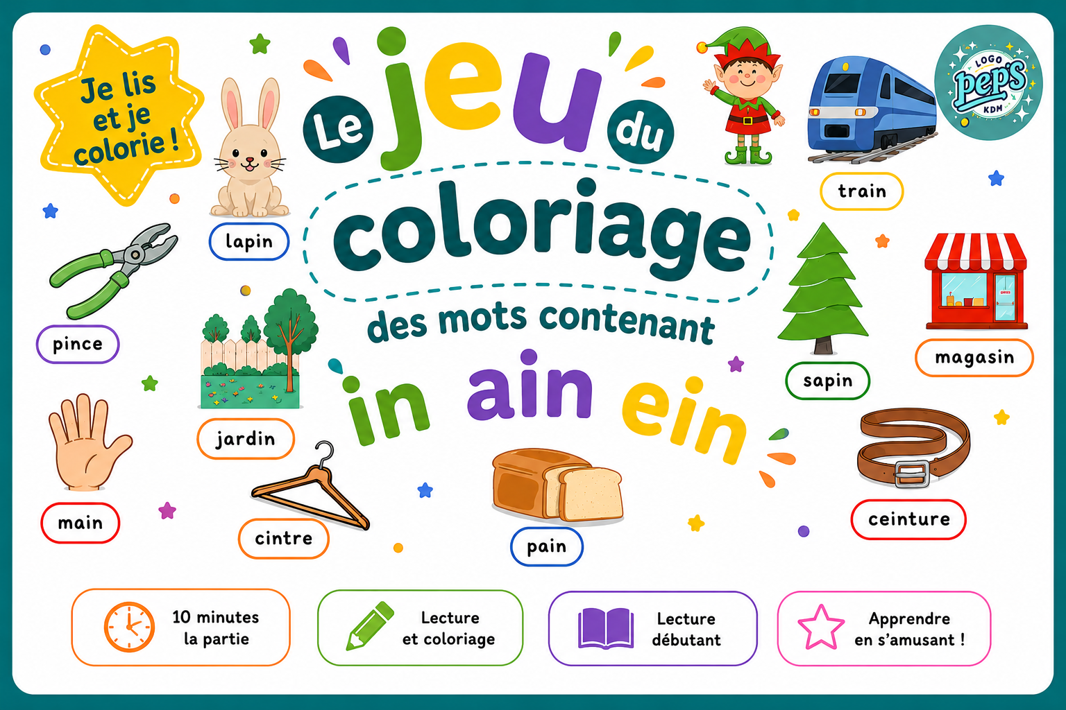 Coloriage des mots – Sons IN, AIN & EIN