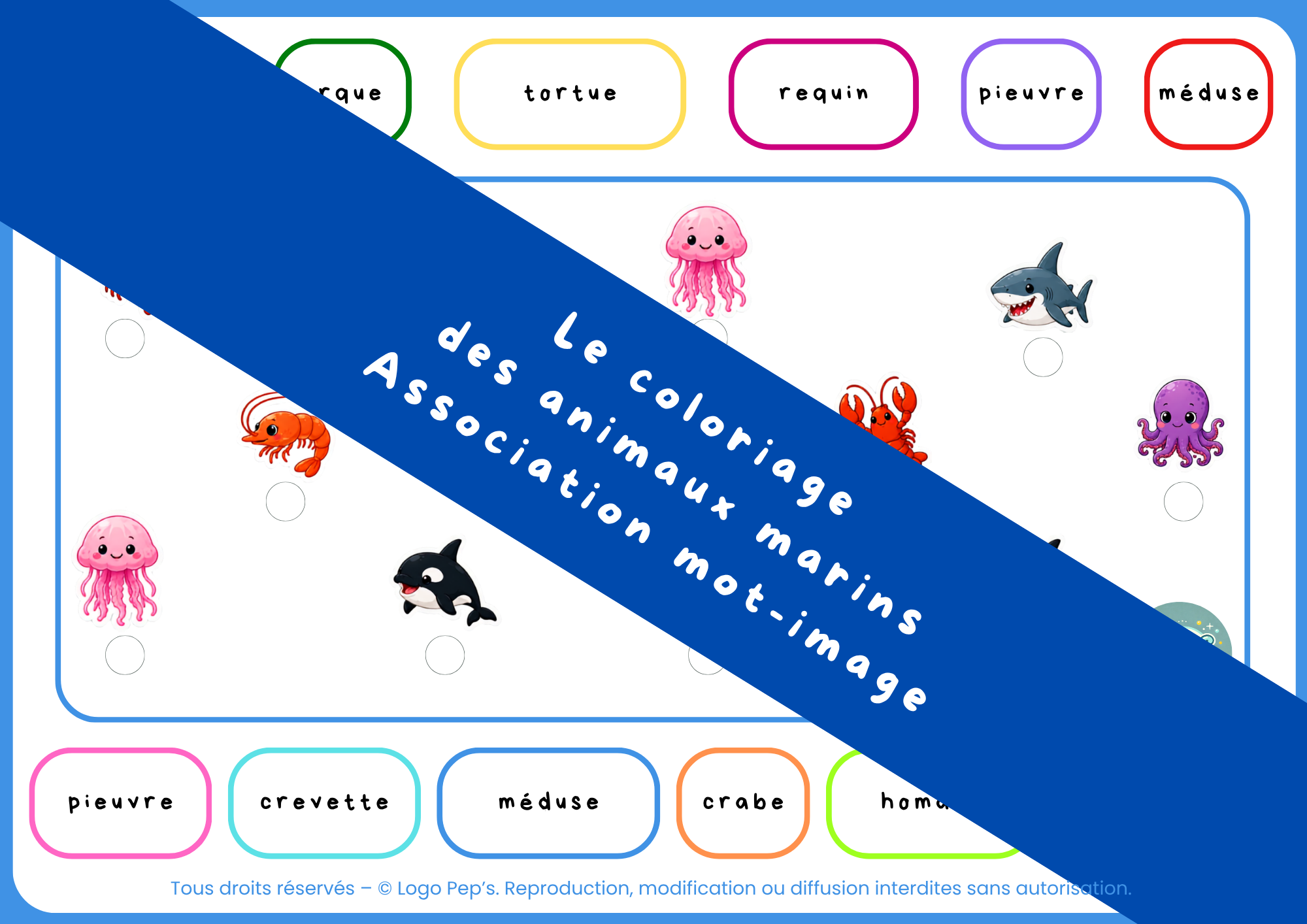 Le coloriage des animaux marins