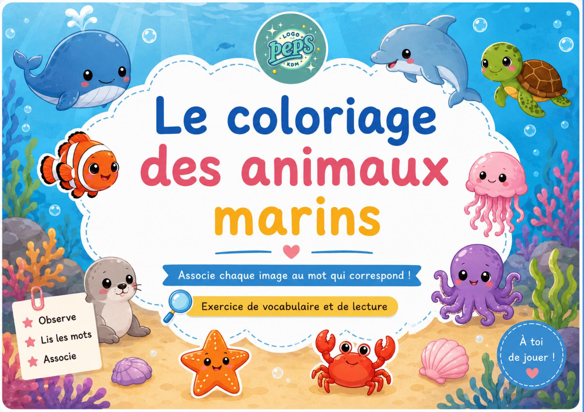 Le coloriage des animaux marins