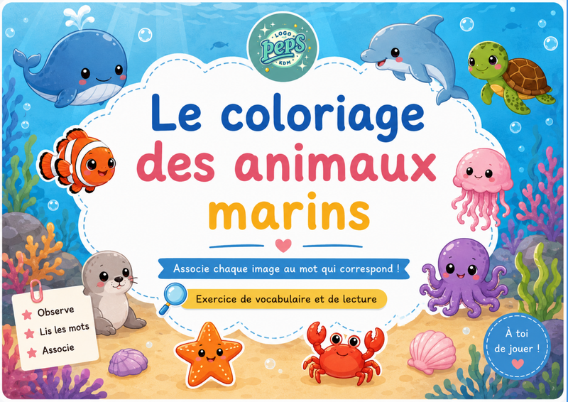 Le coloriage des animaux marins
