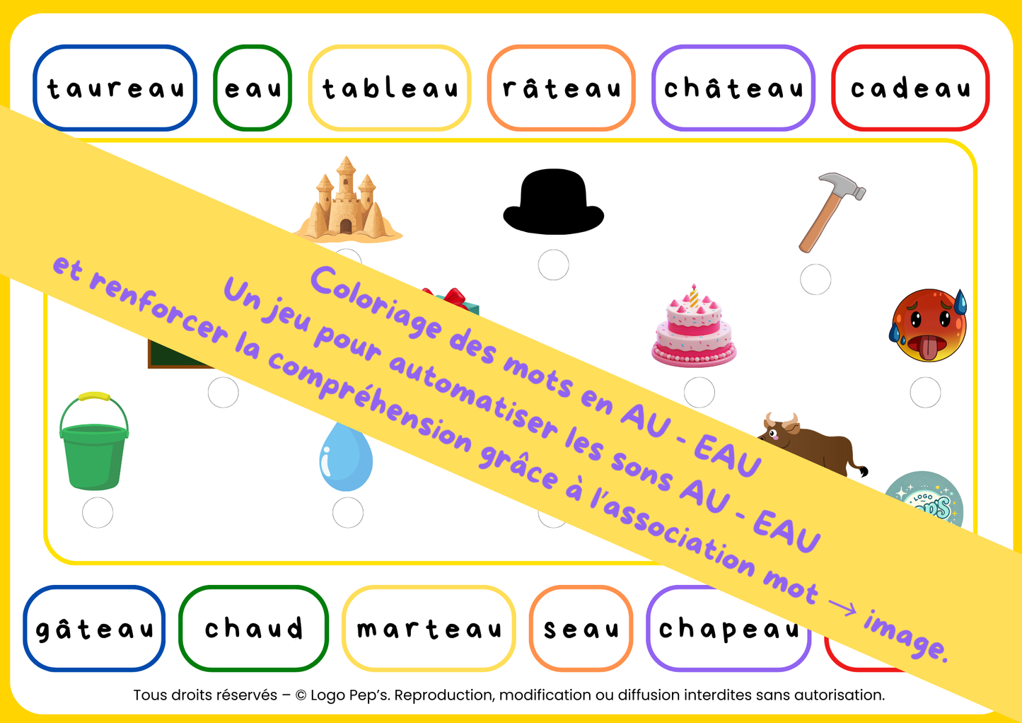 Coloriage des mots – Sons EAU & AU