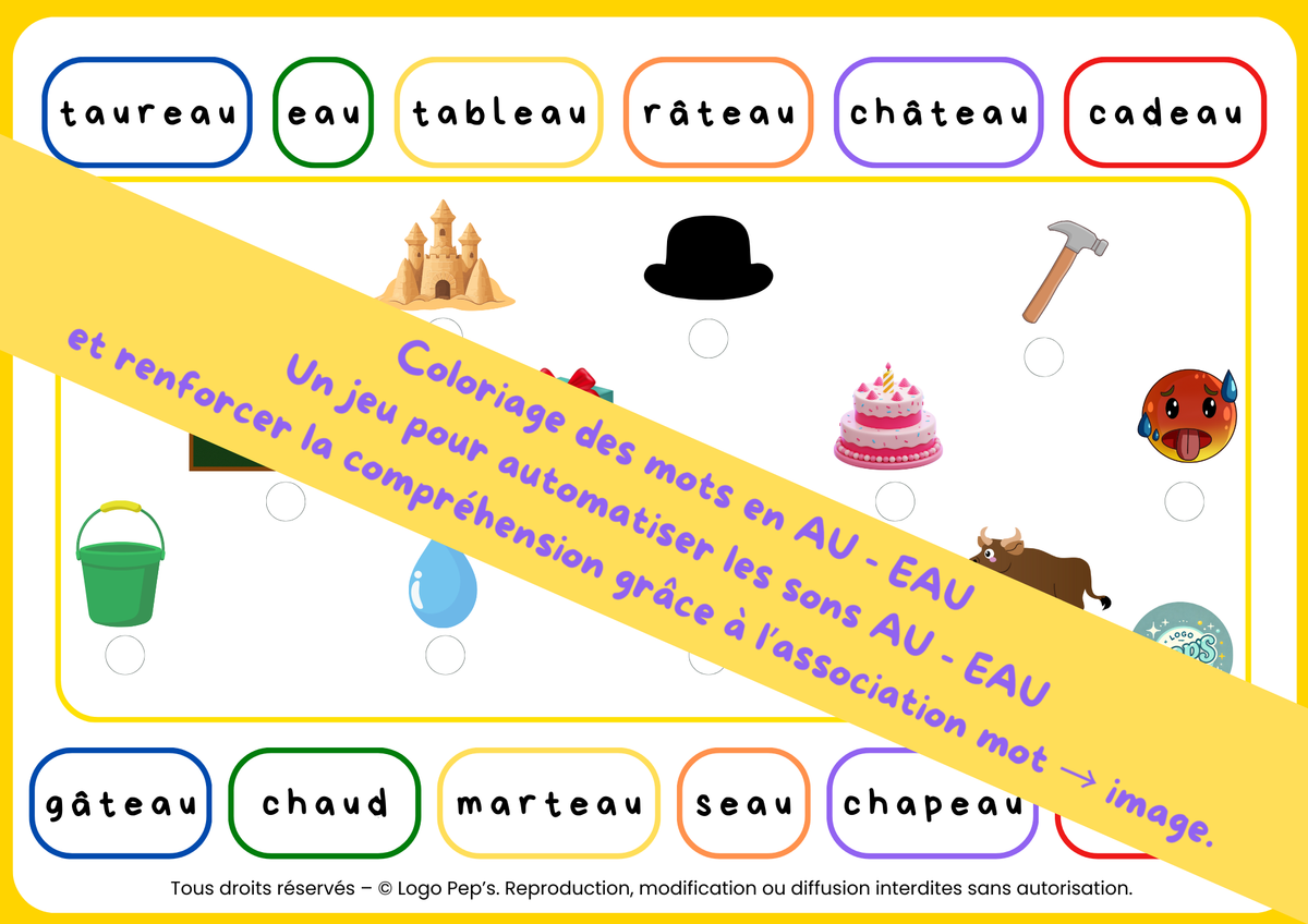 Coloriage des mots – Sons EAU & AU