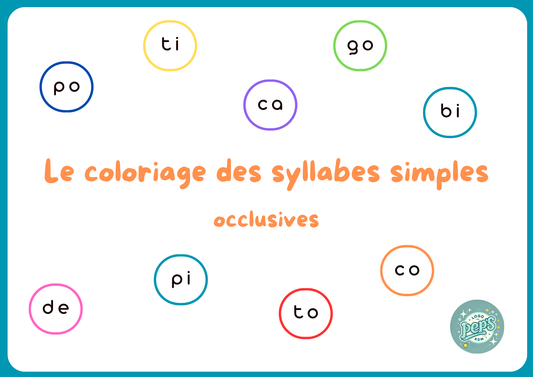 Le coloriage des syllabes simples occlusives