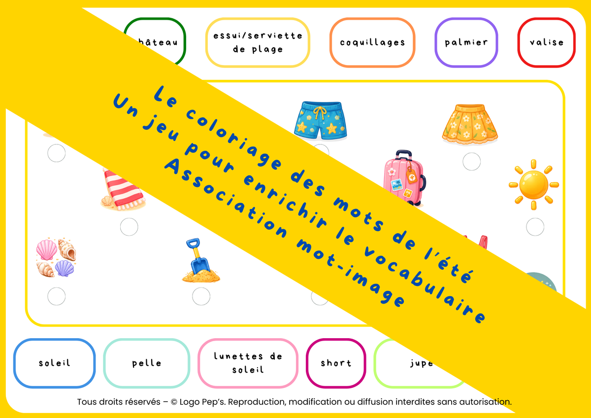 Le coloriage des mots de l'été
