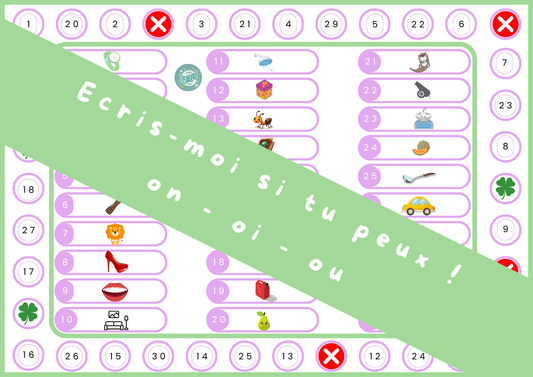 Écris-moi si tu peux ! Jeu d’écriture – OI / ON / OU