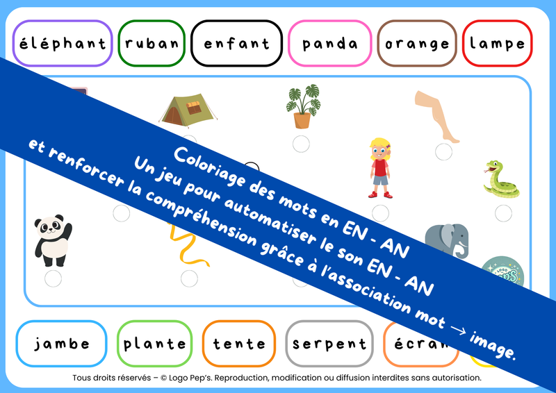 Coloriage des mots – Sons EN/AN