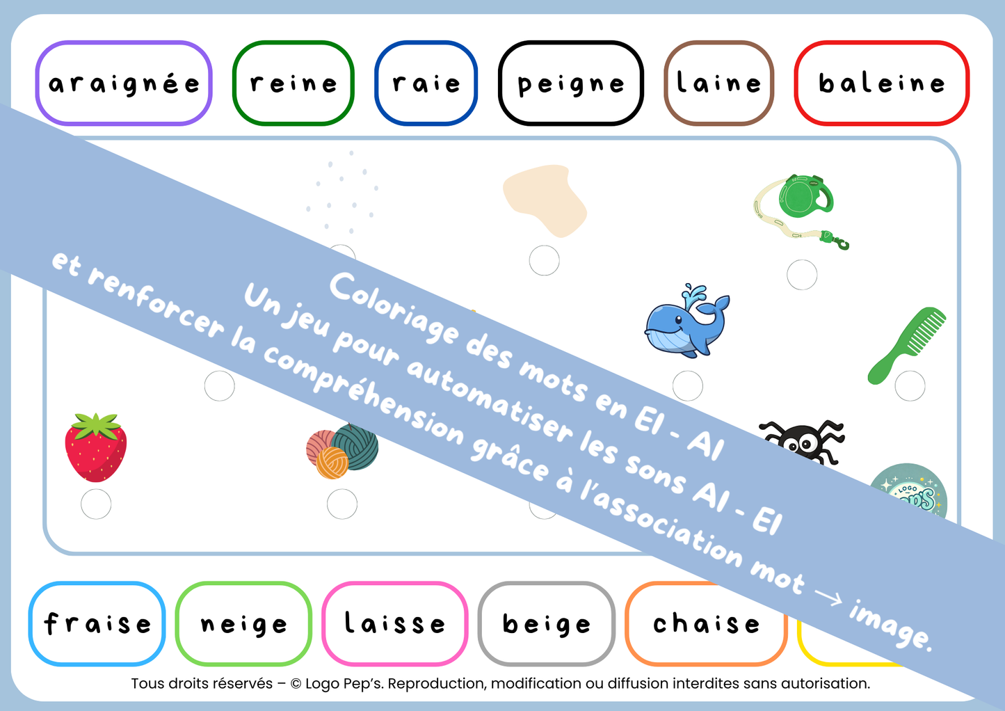 Coloriage des mots – Sons AI & EI