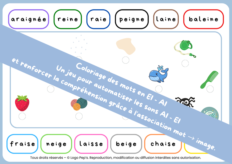 Coloriage des mots – Sons AI & EI
