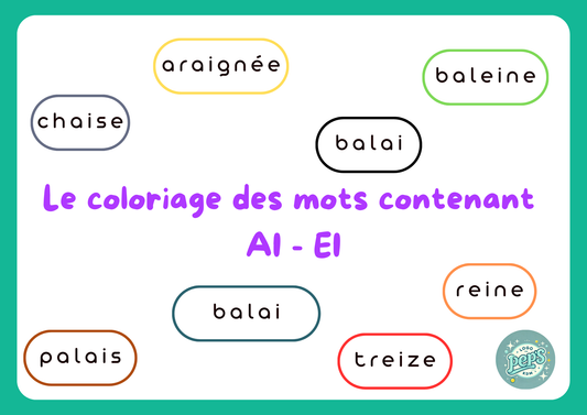 Coloriage des mots – Sons AI & EI