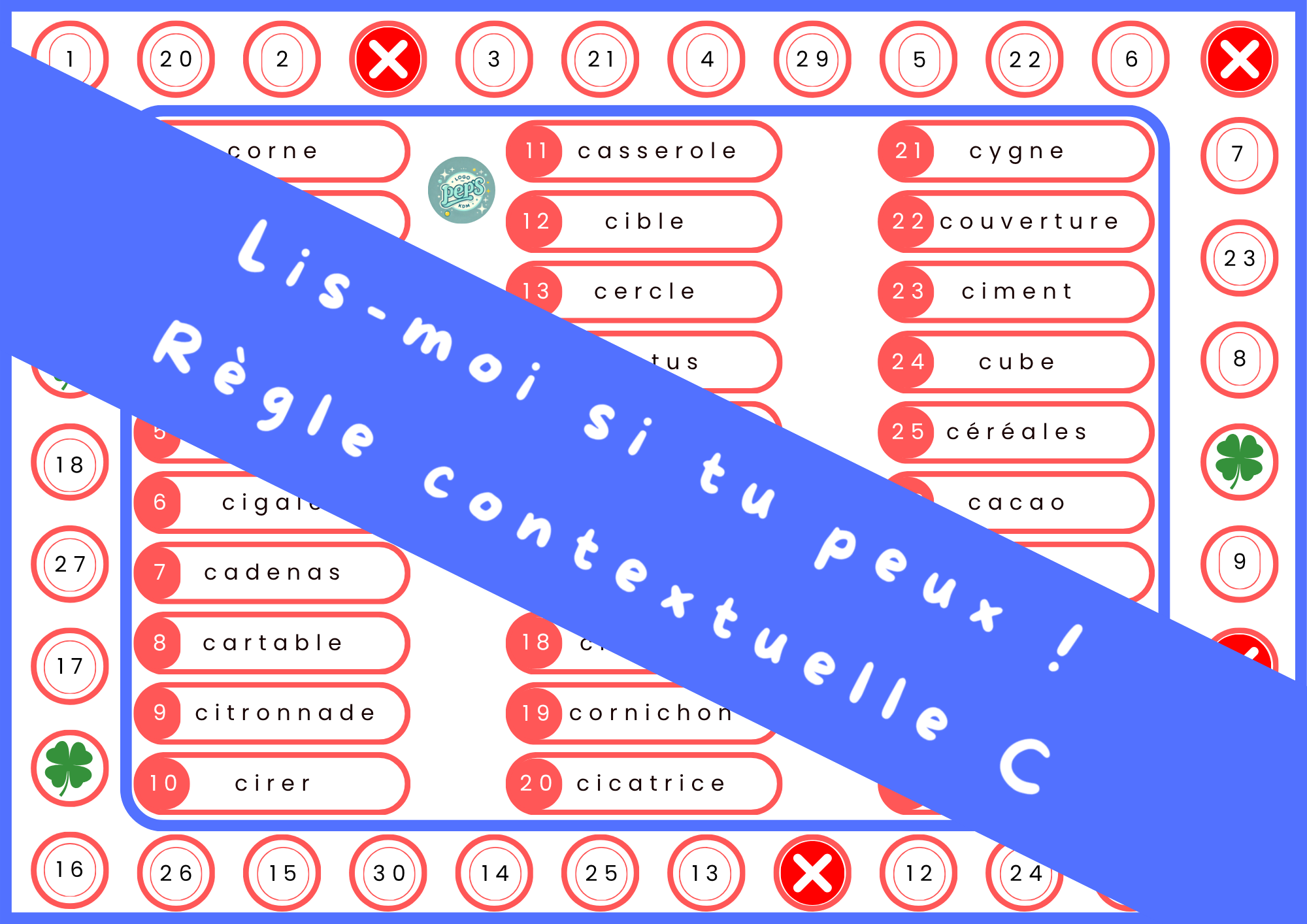 Lis-moi si tu peux ! Jeu de lecture – règle contextuelle C