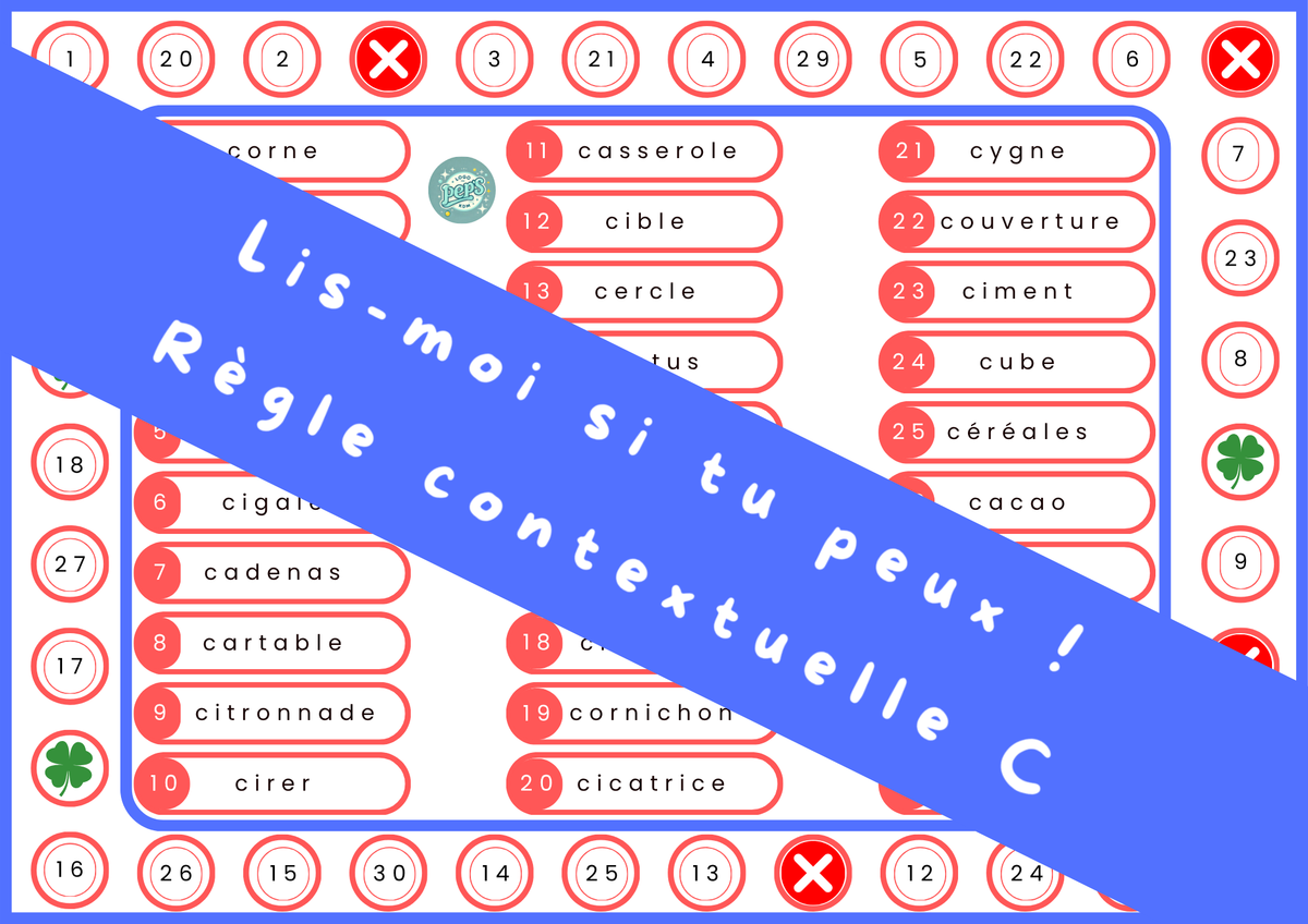 Lis-moi si tu peux ! Jeu de lecture – règle contextuelle C
