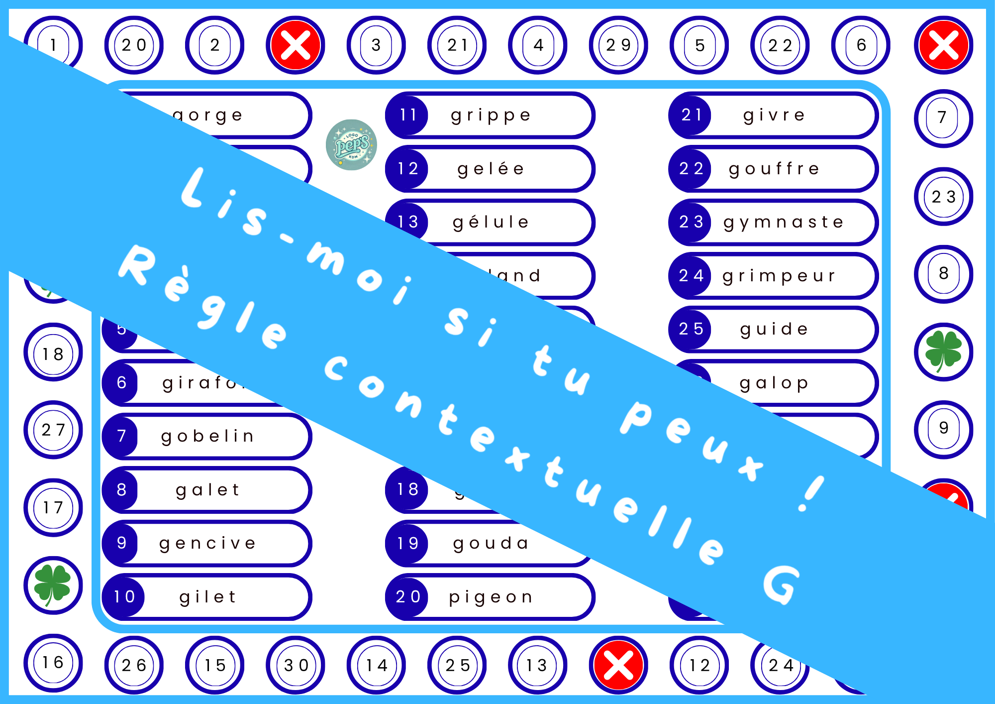 Lis-moi si tu peux ! Jeu de lecture – règle contextuelle G