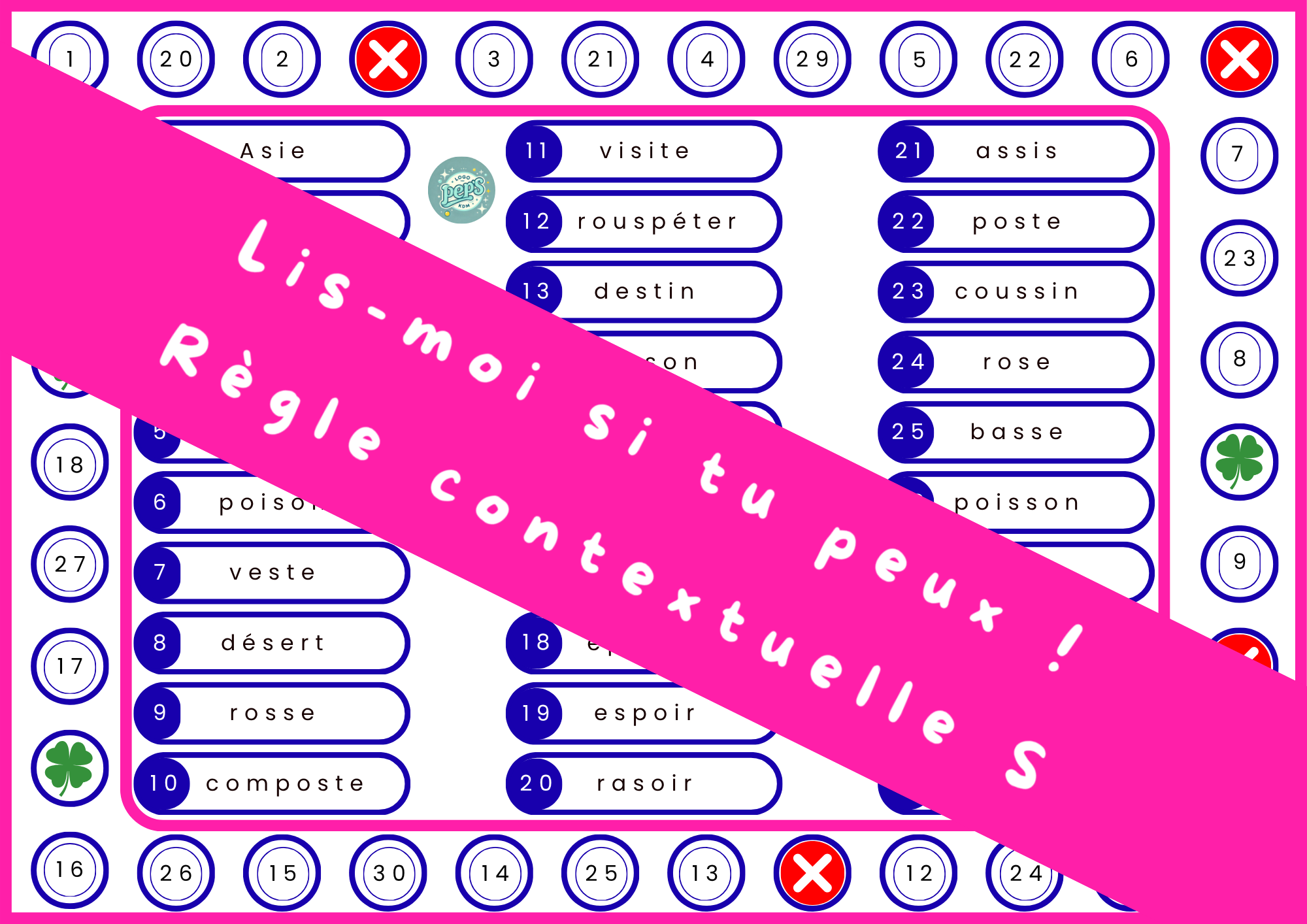 Lis-moi si tu peux ! Jeu de lecture – règle contextuelle S