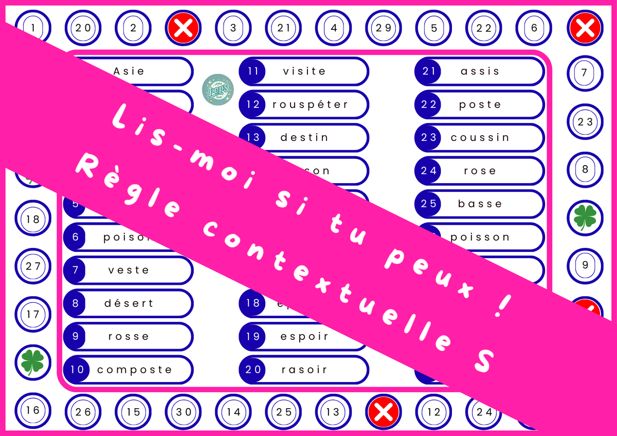 Lis-moi si tu peux ! Jeu de lecture – règle contextuelle S