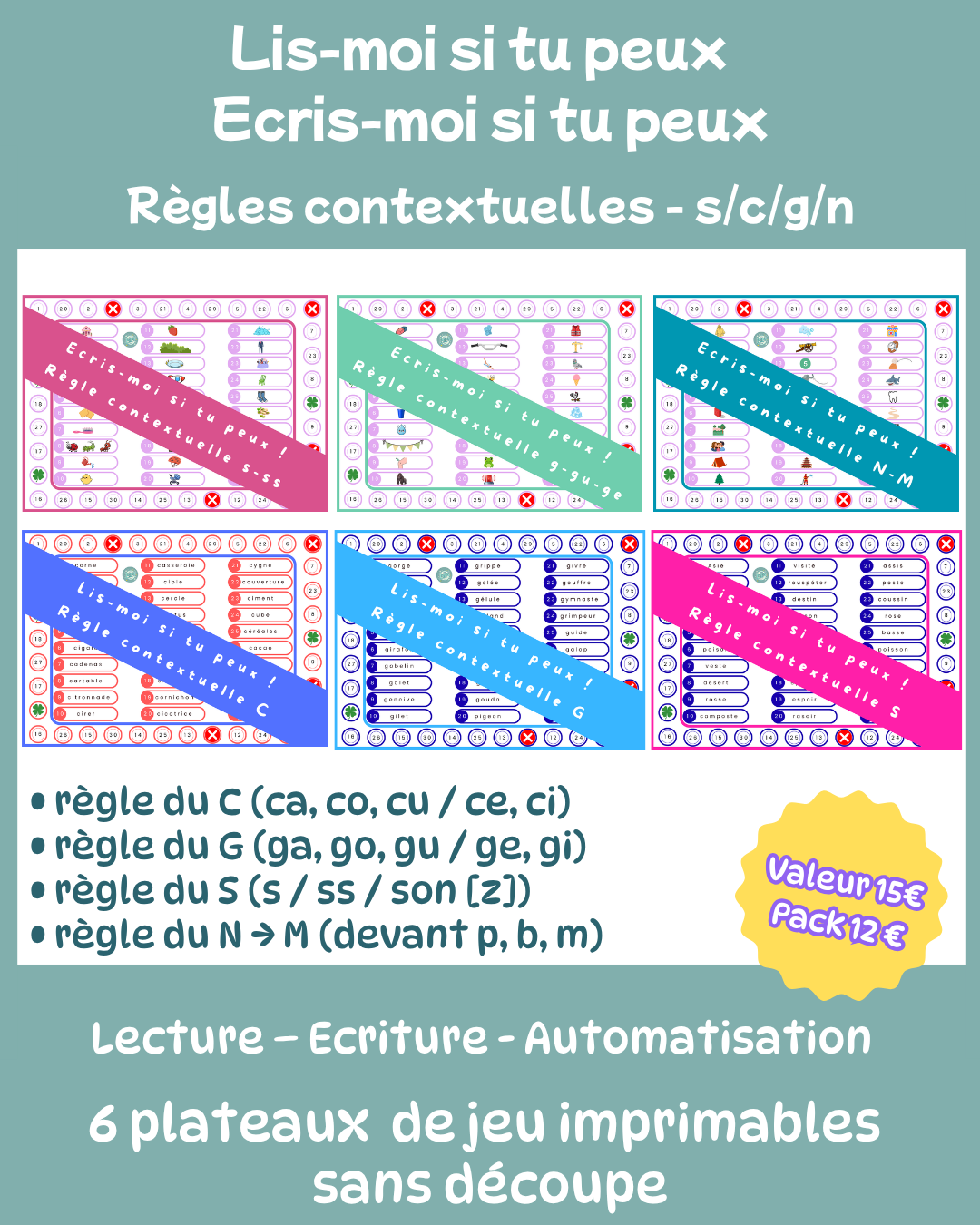 Pack règles contextuelles Lis-moi si tu peux + Écris-moi si tu peux