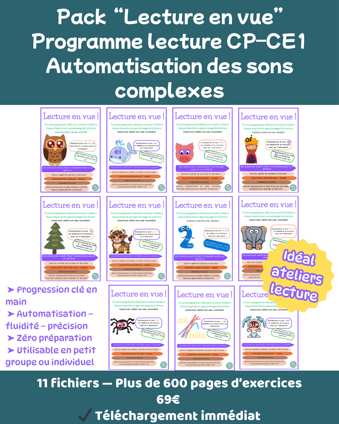 Pack Lecture en Vue — CP–CE1 - niveau 1 & 2 complet