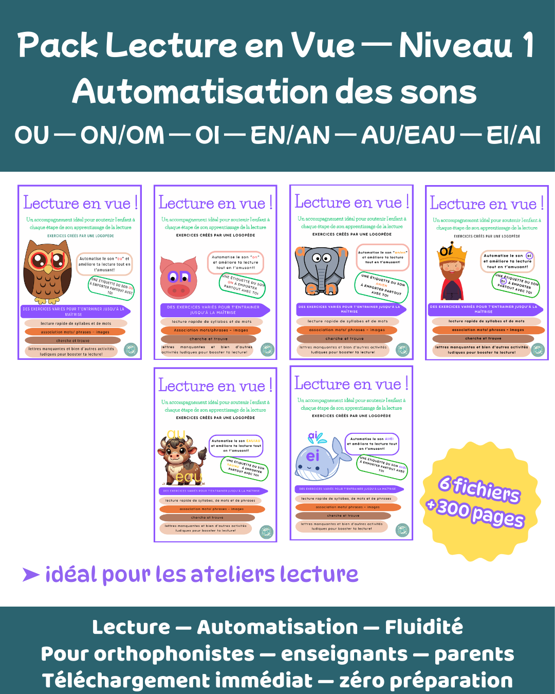 Pack Lecture en Vue — Niveau 1 (OU • ON • OI • EN • EAU • EI)