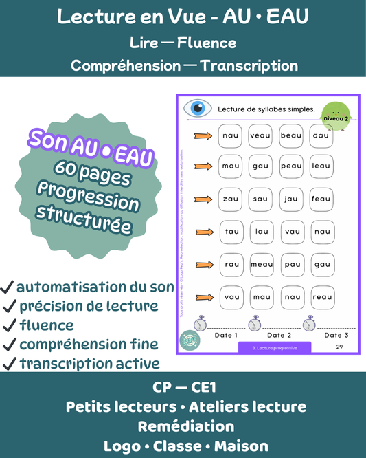 Lecture en vue - son "AU/EAU" - fichier lecture